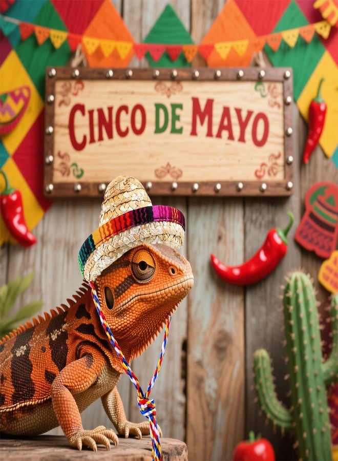Gtziqa Bearded Dragon Sombrero Hats, Bearded Dragon Clothes Accessories Lizard Straw Hat with Adjustable Chin Strap Small Pet Hat Lizard Costume for Reptile Ferret Hamsterleopard Gecko Snake Guinea Pig Pet - Image 2